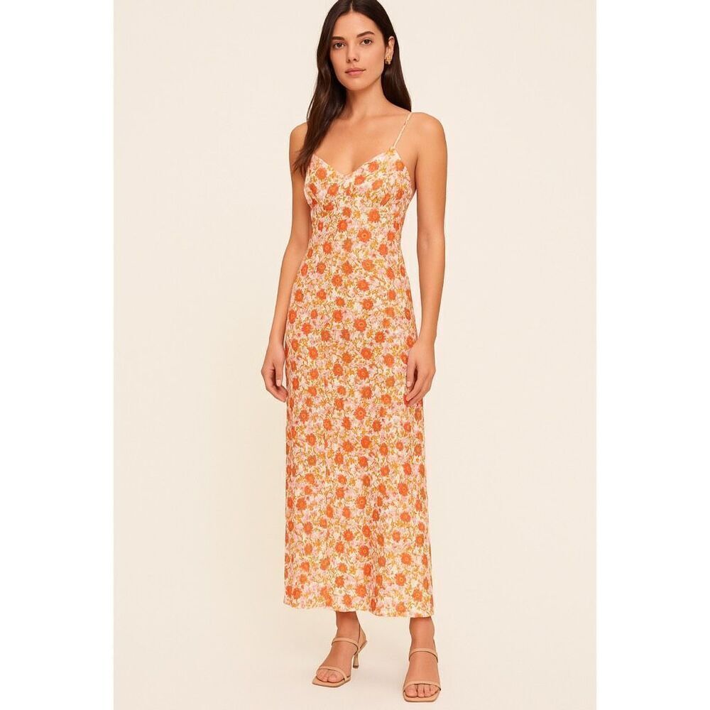 Mon Renn Hillside Floral Midi Dress Size Medium